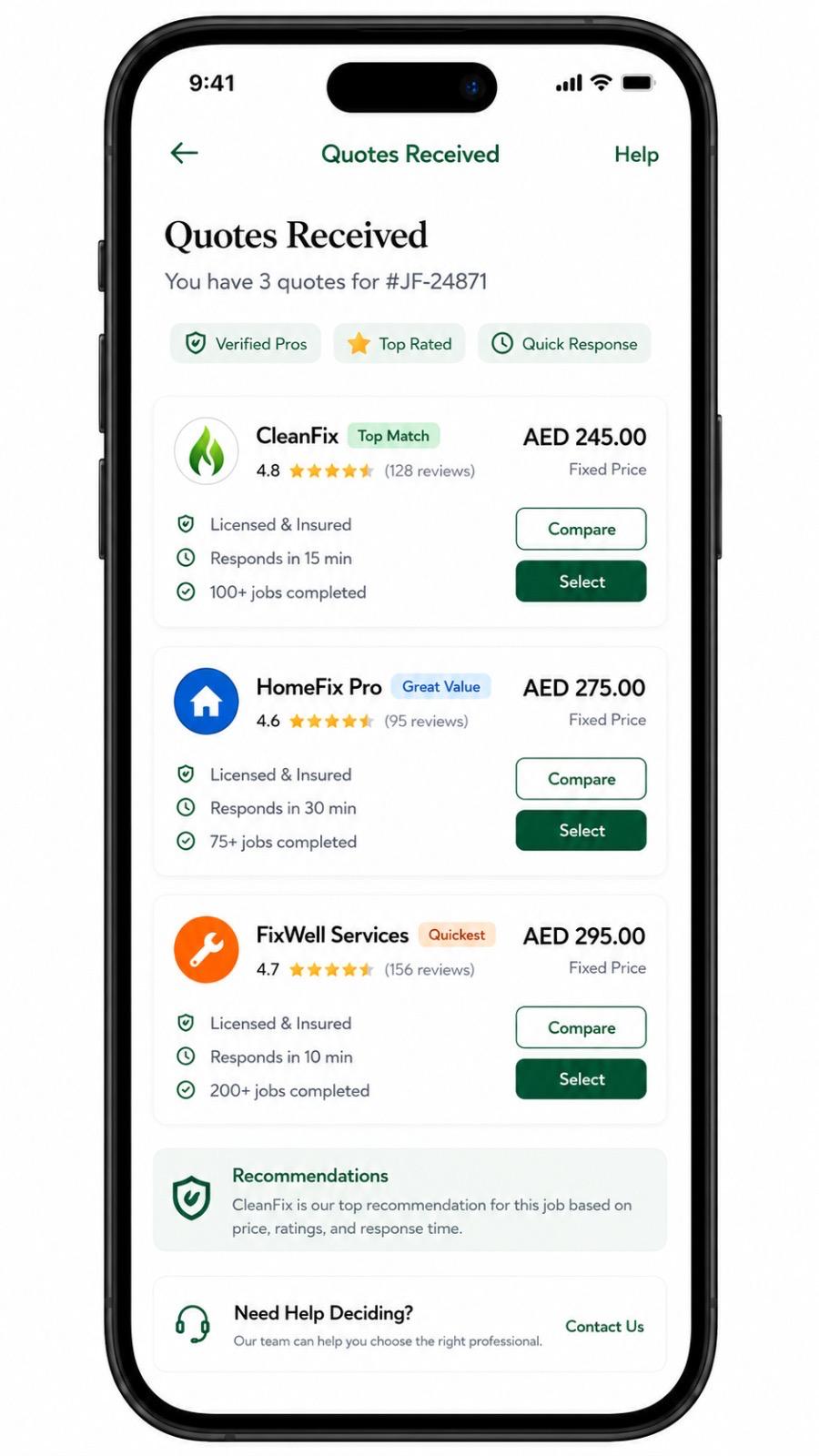 Sakan Fix — compare quotes received